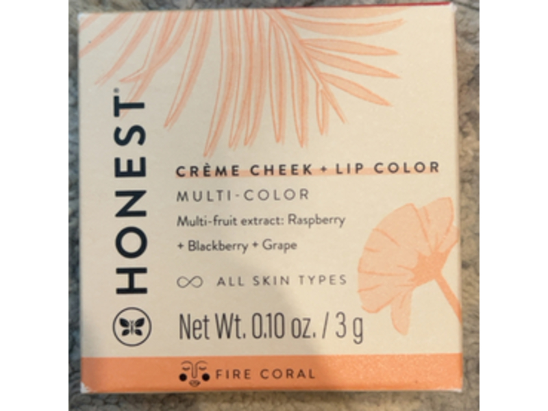 Honest Creme Cheek + Lip Color Multi Color, Fire Coral, Raspberry + Blackberry + Grape, 0.10 oz/3 g