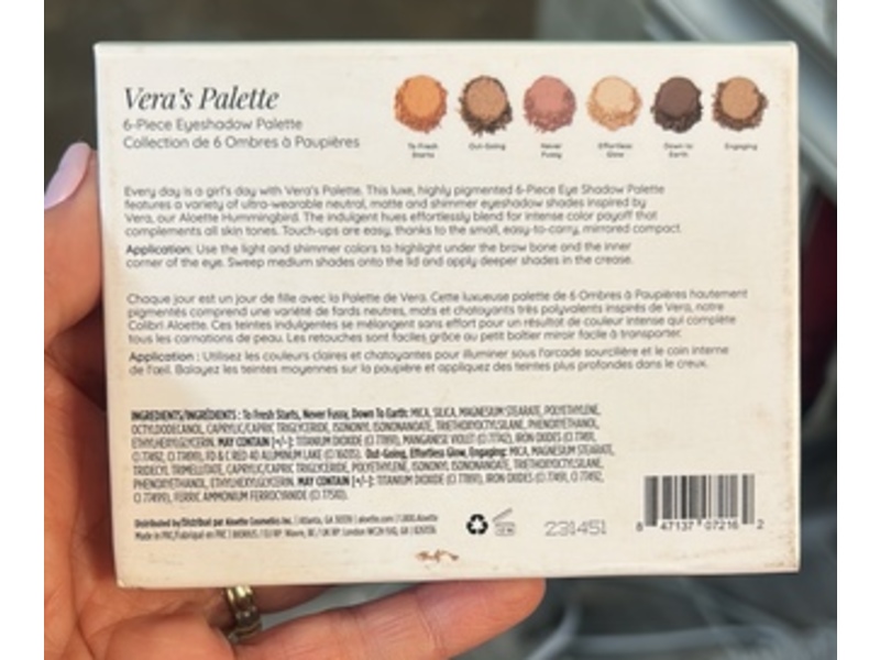 Vera Palette 6 Piece Eye Shadow Palette, 0.23 fl oz/6.6 g