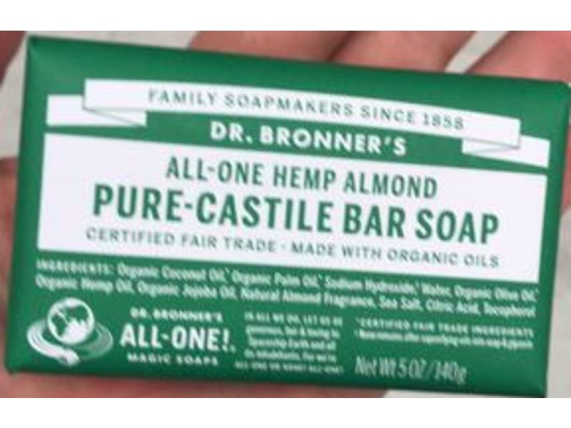 Dr. Bronner's Pure-Castile Bar Soap, All-One Hemp Almond, 5 oz/140 g