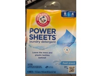 Arm & Hammer Power Sheets Laundry Detergent, Fresh Breeze, 4 Count, 8 Loads - thumbnail 2