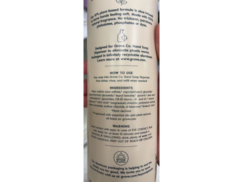 Grove Co. Hydrating Hand Soap, Orange & Rossemary, 15 fl oz/384 mL