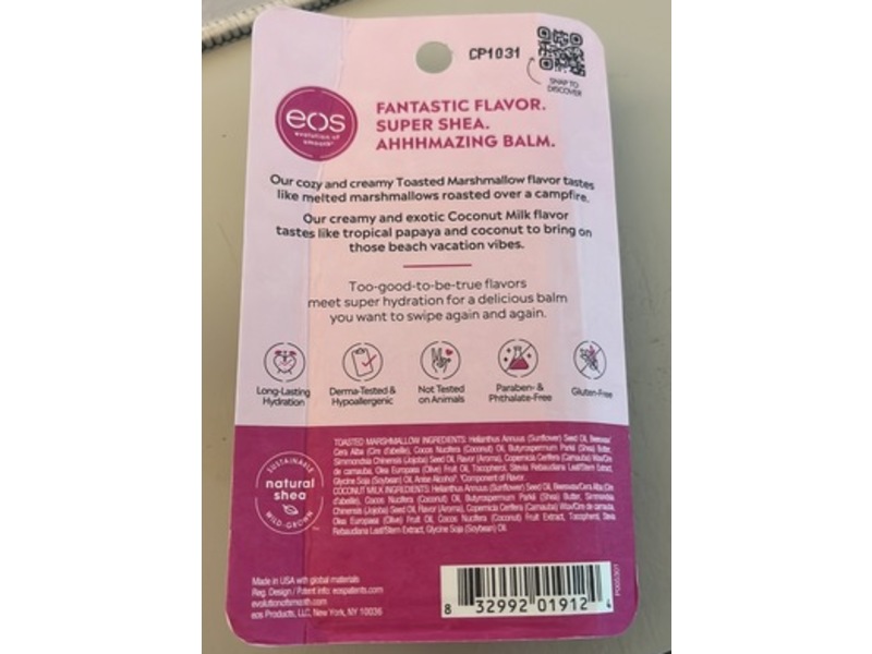 eos Super Soft Shea Lip Balm Duo, Toasted Marshmallow & Coconut Milk, 0.14 oz/4g