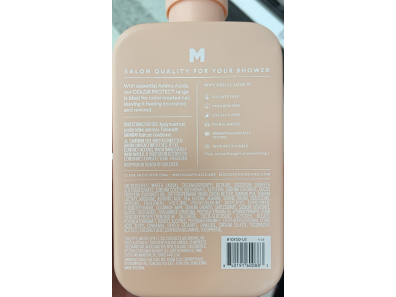 Monday Color Protect Shampoo, Amino Acids, 12 fl oz/354 mL