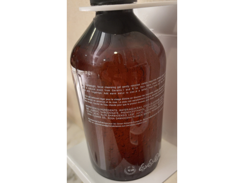 Grown Alchemist Equinox Gentle Gel Facial Cleanser, Aloe+Geranium&Rose, 16.9 fl oz/500 mL