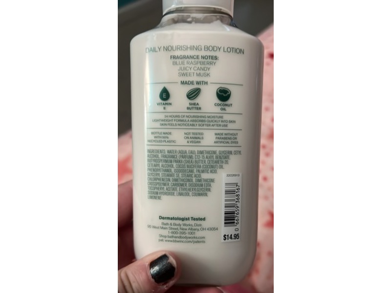 Bath & Body Works Body Lotion, Blue Raspberry Burst, Shea Butter + Coconut Oil, 8 fl oz/236 mL