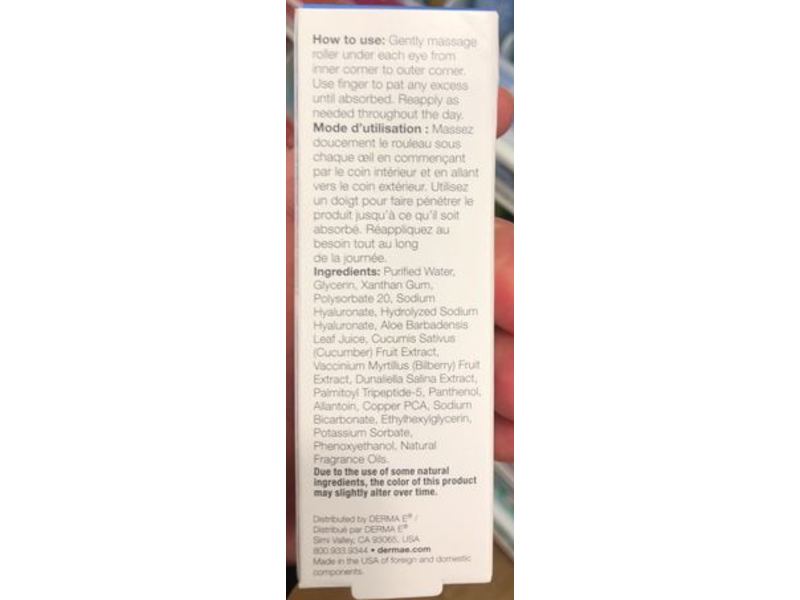 Derma E Ultra Hydrating Alkaline Water Eye Gel, 0.5 oz/14 g