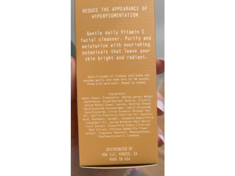 Koa Life Vit-C Brightening Cleanser, 3.4 fl oz/100 mL