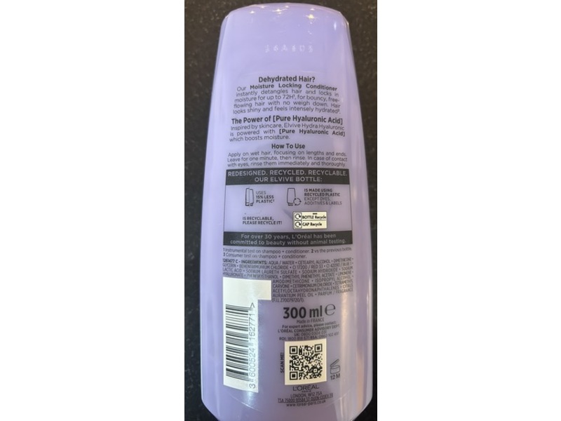 L'Oreal Paris Elvive Hydra Hyaluronic Moisture Locking Conditioner, 300 mL