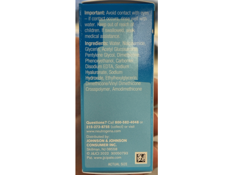 Neutrogena Hydro Boost+ Niacinamide Serum, Hyaluronic Acid + 10% Niacinamide, 1 fl oz/29 mL