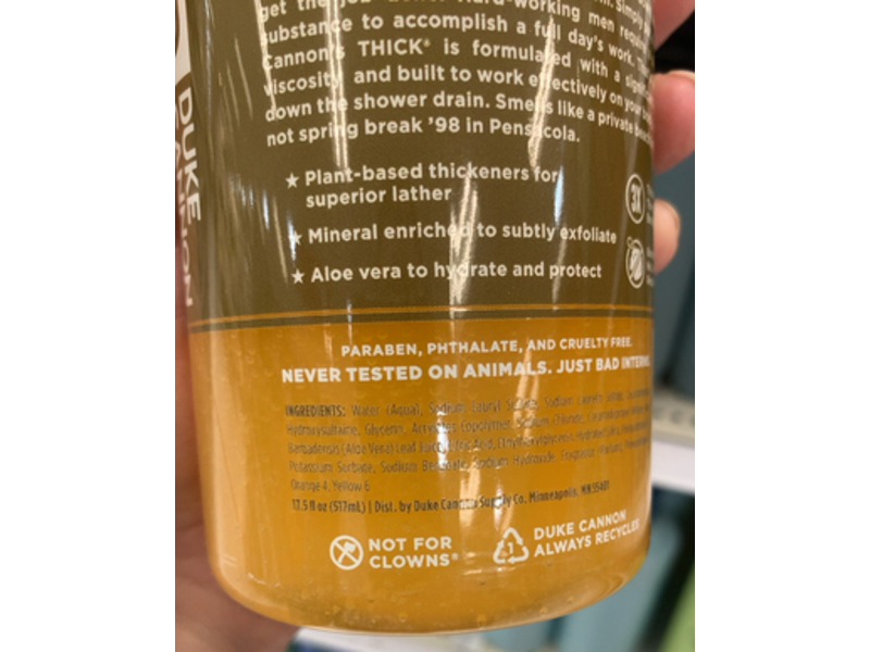 Duke Cannon Supply Co. Thick High-Viscosity Body Wash, Bay Rum, 17.5 fl oz