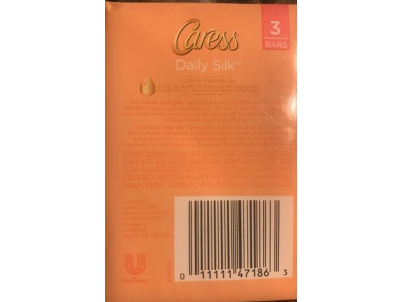 Caress Daily Silk Bar Soap, White Peach & Orange Blossom, Floral Fusion Oil, 3.15 oz/89.3 g, 3 Count
