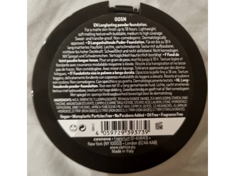 Catrice Cosmetics Hd Matte Powder Foundation, SPF 15, 005N, 0.28 oz/8 g