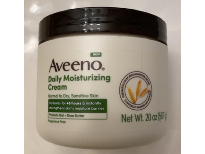 Aveeno Daily Moisturizing Cream, Prebiotic Oat & Shea Butter, 20 oz/567 g