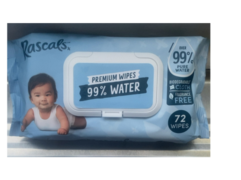 Rascals 99% Water Premium Wipes, 72 Count