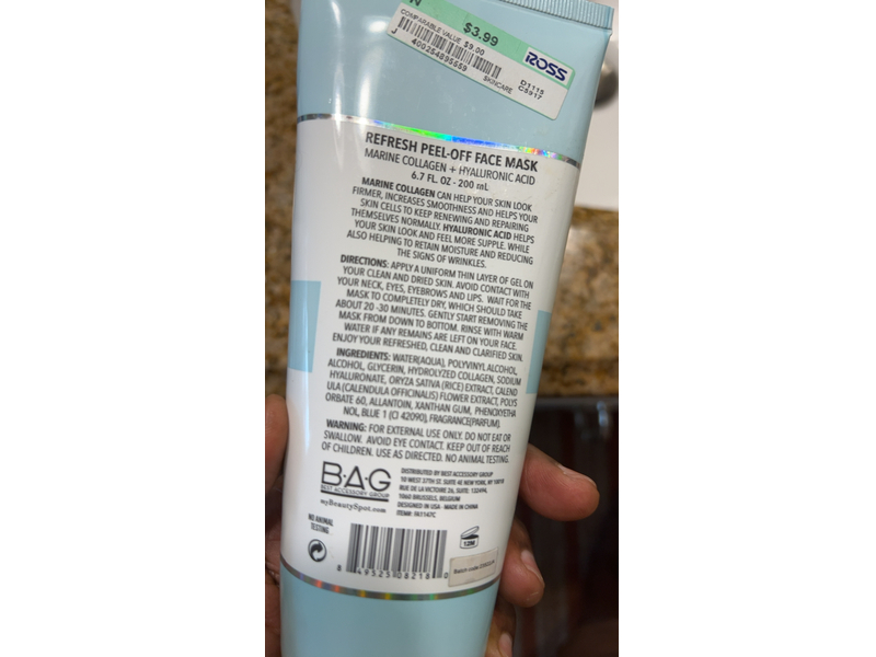 My Beauty Spot Refresh Peel-Off Face Mask, Marine Collagen + Hyaluronic Acid, 6.7 fl oz/200 mL