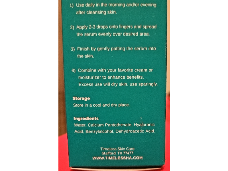 Timeless Skin Care Vitamin B5 Serum, Hyaluronic Acid, 1 fl oz/30 mL