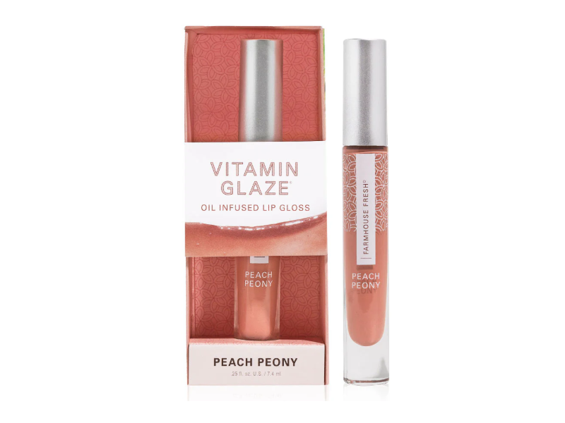 FarmHouse Fresh Vitamin Glaze Oil Infused Lip Gloss, Peach Peony, 0.25 fl oz/7.4 mL