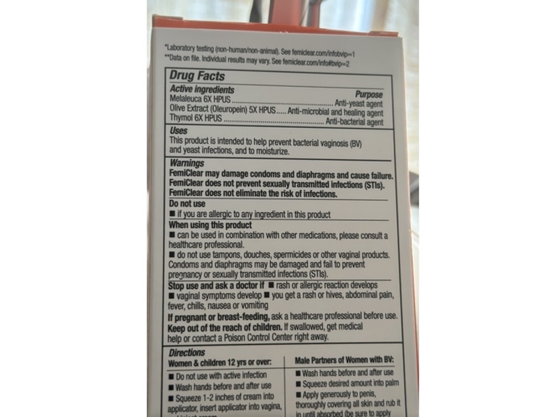 FemiClear BV & Yeast Infection Protection Cream, 0.5 oz/14.2 g