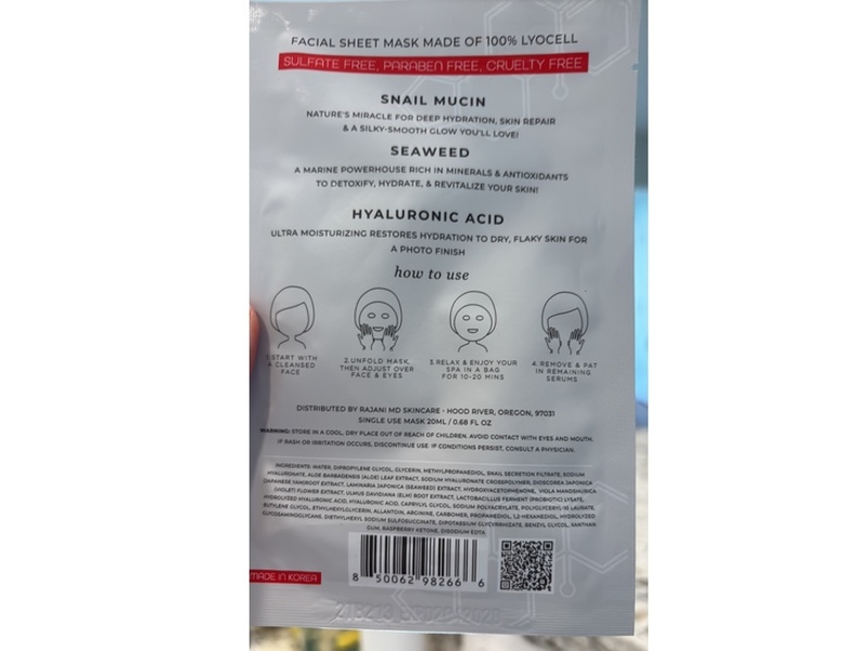 Rajani MD Brightens & Firms Mask, Snail Mucin, 0.68 fl oz/20 mL