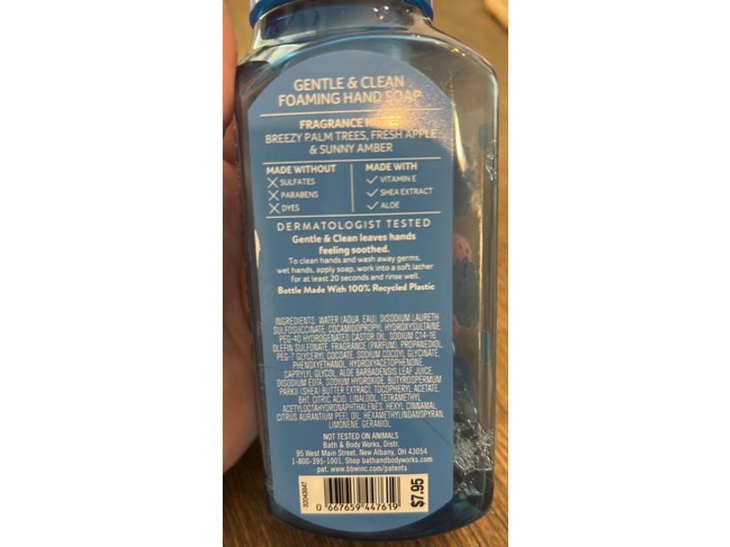 Bath & Body Works Gentle & Clean Foaming Hand Soap, Crystal Blue Coast, 8.75 fl oz/259 mL