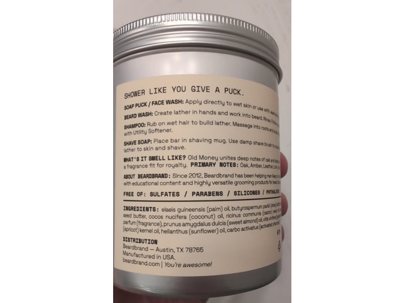 Beardbrand Utility Bar, Old Money, 15 oz/425 g