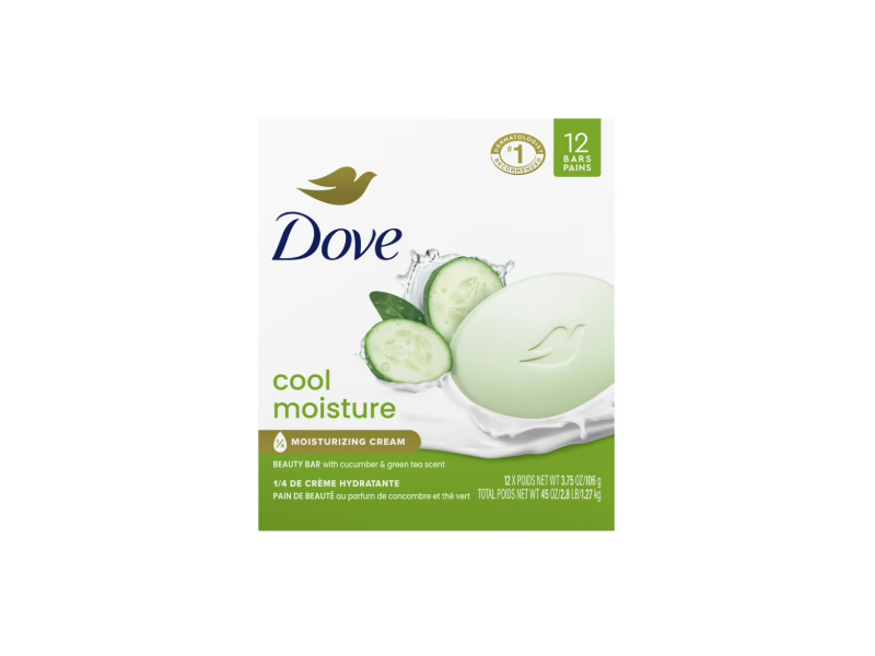 Dove Cool Moisture Soap, 3.75 oz/106 g, 12 Count