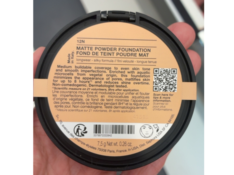 Sephora Matte Powder Foundation,12 N, 0.26 oz/7.5 g