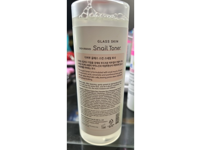 Dearboo Glass Skin Snail Toner, 8.45 fl oz/250 mL