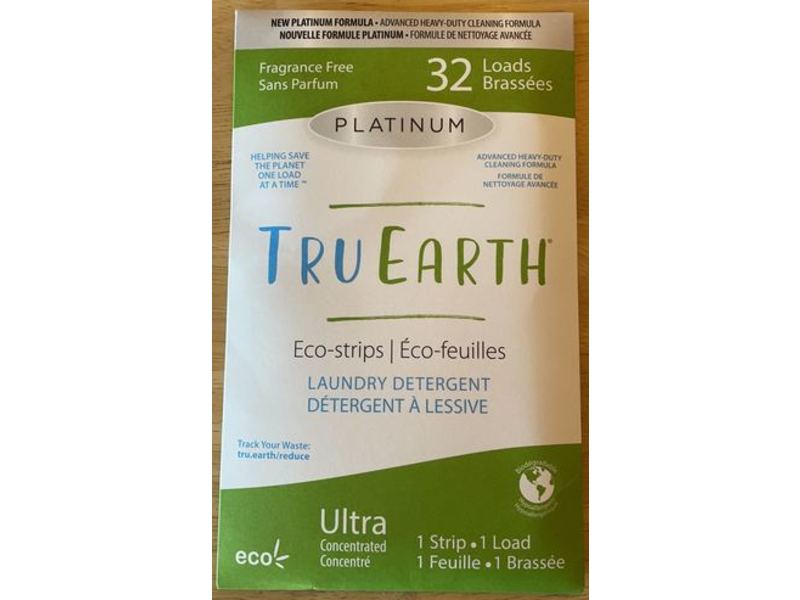Tru Earth Platinum Laundry Detergent Eco-Strips, Fragrance-Free, 32 Loads