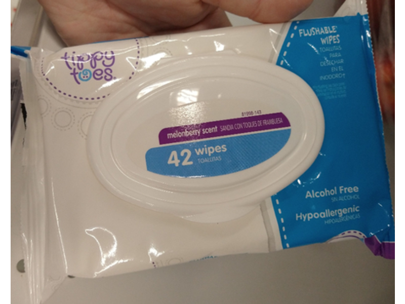 Tippy Toes Wipes, Melonberry Scent, Alcohol Free, 42 Count