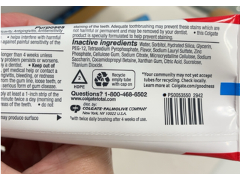 Colgate Antibacterial Protection Whitening Toothpaste, 6.0 oz/170 g