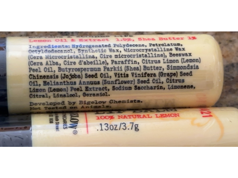 C.O Bigelow No 1421 Lip Balm, Natural Lemon, 0.13 oz/3.7 g, Pack Of 3