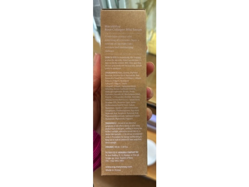 Mary&May Rose Collagen Mist Serum, 3.38 fl oz/100 mL