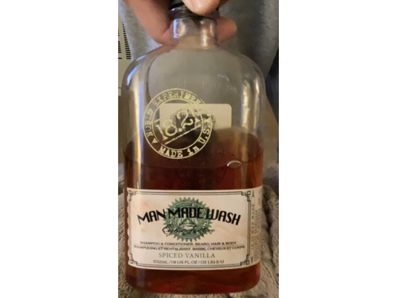 18.21 Man Made Shampoo & Conditioner, Beard, Hair & Body Wash, Spiced Vanilla, 18 fl oz/532 mL