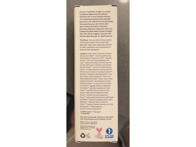 Earth Harbor Cloudburst Balancing Gel Hydrator, 2 fl oz/60 mL