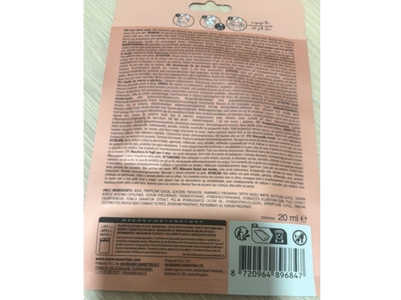 Sence Essentials Face Sheet Mask, Pomegranate Boost, 20 mL