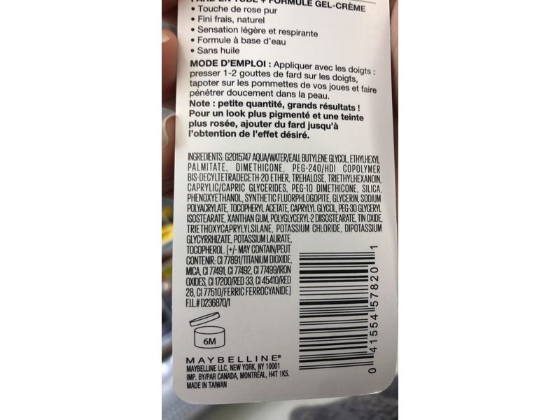 Maybelline Cheek Heat Sheer Gel-Cream Blush, Fuchsia Spark, 0.27 fl oz/8 mL