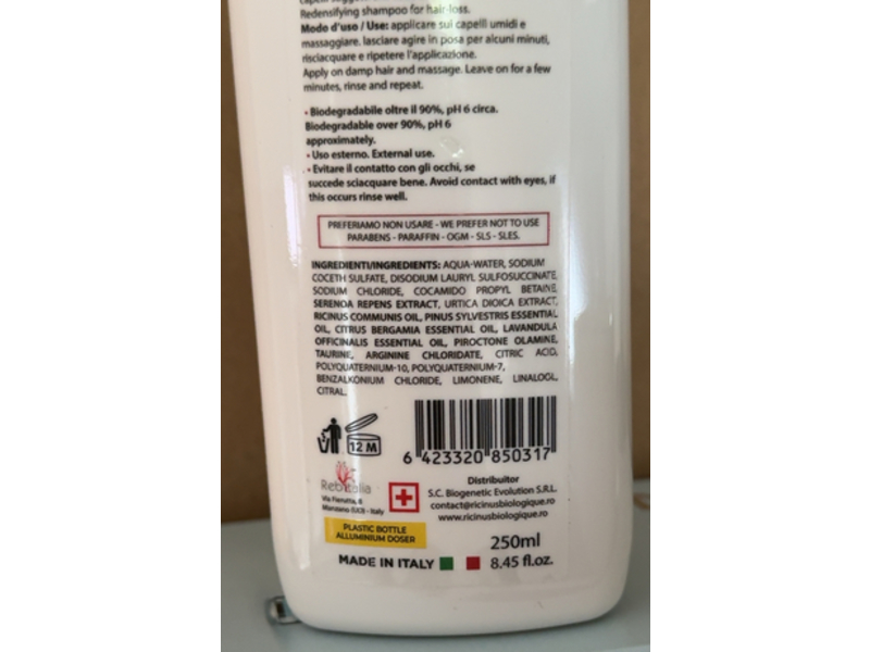 Ricinus Biologique Redensifying Shampoo, 8.45 fl oz/250 mL