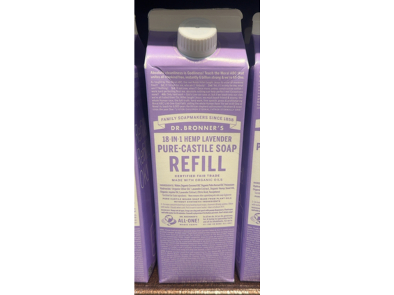 Dr. Bronner's Pure - Castile Soap Refill, Lavender, 32 fl oz/946 mL