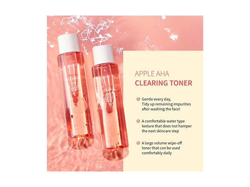 Goodal Apple AHA Clearing Toner for Sensitive Skin | Natural, Gentle, Clarifying, Peeling, Exfoliating, Toning, Pore-Tightening (10.14 fl oz)