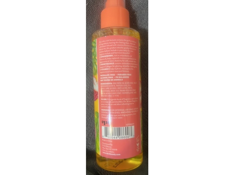 Global Beauty Care Smoothing Body & Hair Mist, Strawberry + Honeysuckle, 6 fl oz/177 mL