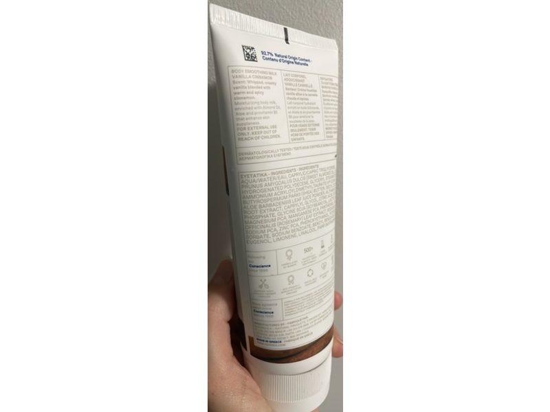Korres Hydrate + Soften Body Smoothing Milk, Vanilla Cinnamon, 6.76 fl oz/200 mL