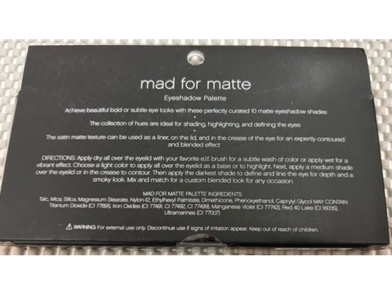 e.l.f. Cosmetics Eyeshadow Palette, Mad For Matte, 0.49 fl oz/14 g