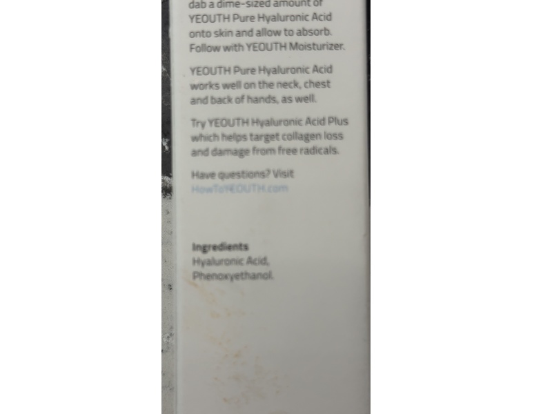 Yeouth Pure Hyaluronic Acid Serum, 2 fl oz/60 mL