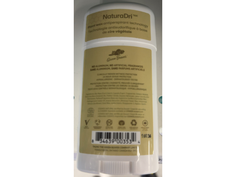 Green Beaver Natural Antiperspirant, Vanilla Bliss, 1.7 oz/50 g