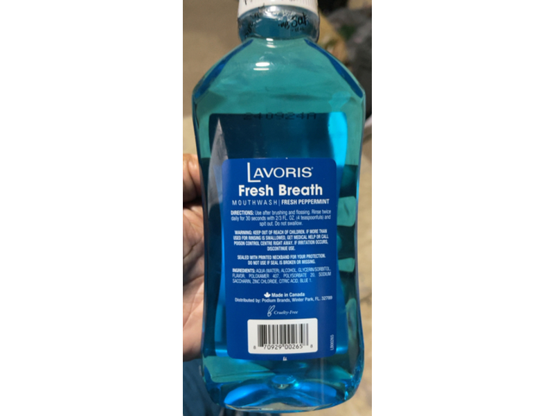 Lavoris Fresh Breath Mouth Wash, Fresh Peppermint, 16.9 fl oz/500 mL