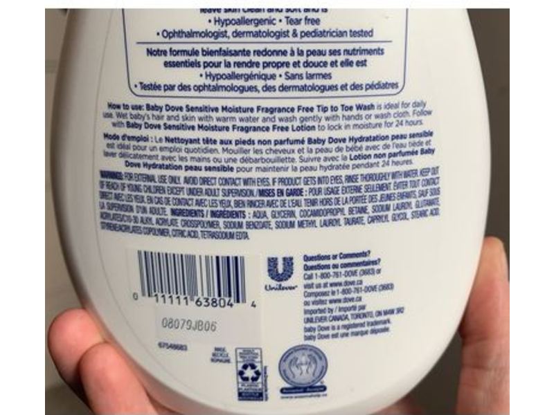 Baby Dove Tip to Toe Wash, Fragrance Free, 591 ml