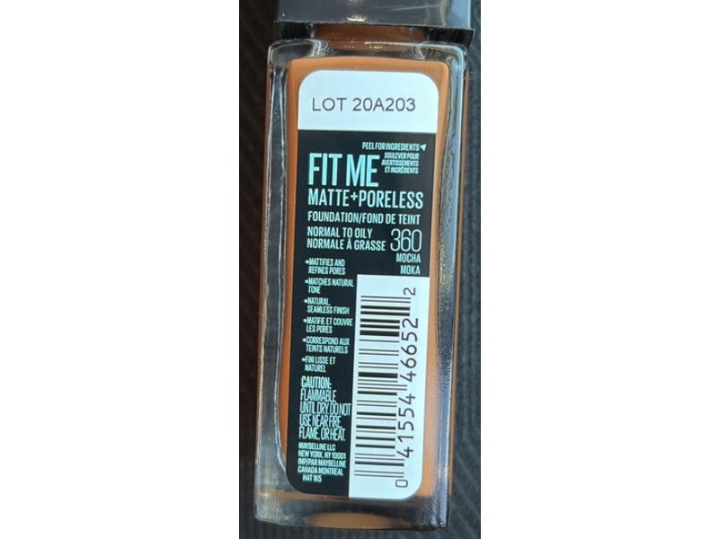 Maybelline New York Fit Me Matte + Pore Less Foundation, 360 Mocha, 1 fl oz/30 mL