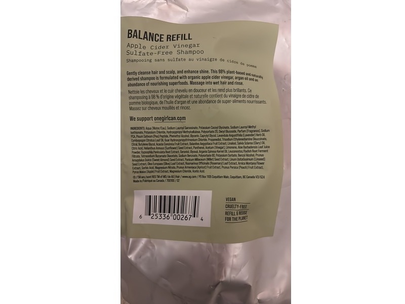 AG Care Balance Shampoo, Apple Cider Vinegar, 1000 mL