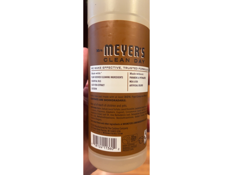 Mrs. Meyer's Liquid Dish Soap, Acorn Spice Scent, 16 fl oz/473 mL